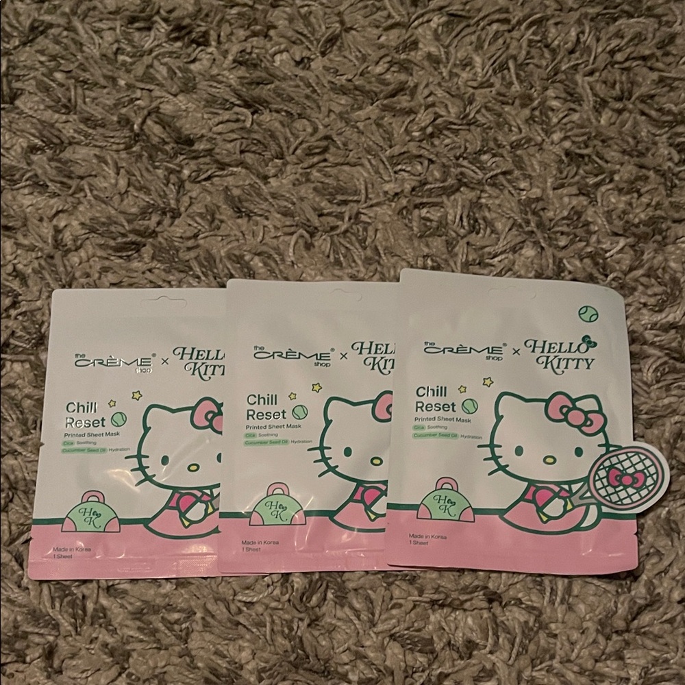 HELLO KITTY CHILL RESET SHEET MASKS!! SET OF 3